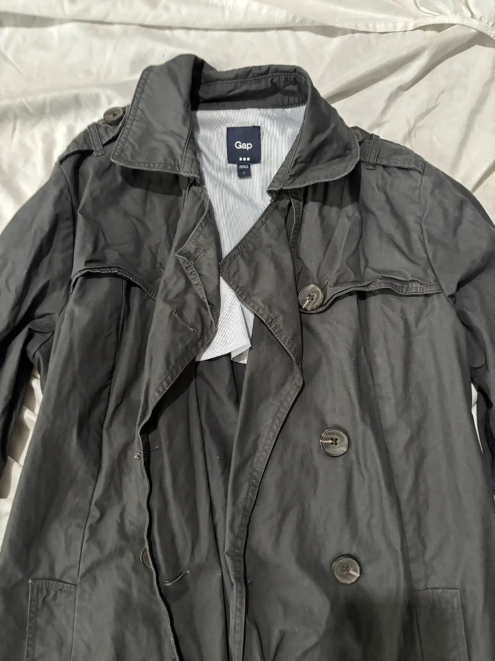 Classic Black Double-Breasted Trench Coat